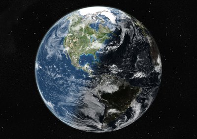 Globe Centred on the Americas, True Colour Satellite Image by Unknown